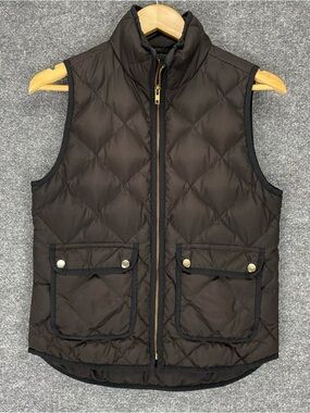 J Crew Puffer Vest Women’s XS Faded Black Goose Down Feather Fill Quilted